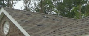 Roof with wind damage