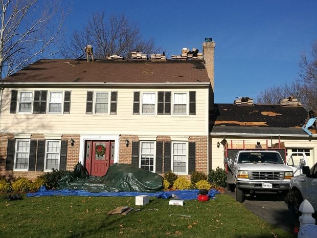 Roof replacement in progress