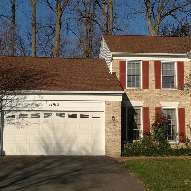 Home with new roof, close-up