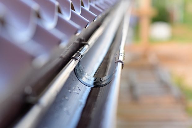 Gutter on metal roof