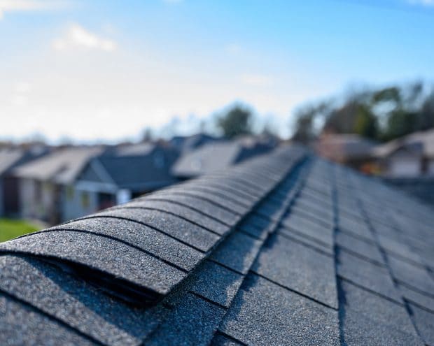 Asphalt shingle room with ridge cap