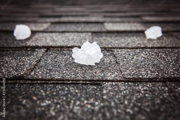 hail on a roof